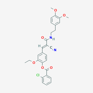 molecular formula C29H27ClN2O6 B4767860 4-(2-cyano-3-{[2-(3,4-dimethoxyphenyl)ethyl]amino}-3-oxo-1-propen-1-yl)-2-ethoxyphenyl 2-chlorobenzoate 