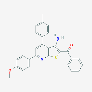 molecular formula C28H22N2O2S B476788 [3-Amino-6-(4-methoxyphenyl)-4-(4-methylphenyl)thieno[2,3-b]pyridin-2-yl](phenyl)methanone CAS No. 354793-34-3