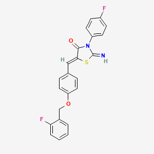 molecular formula C23H16F2N2O2S B4767907 5-{4-[(2-fluorobenzyl)oxy]benzylidene}-3-(4-fluorophenyl)-2-imino-1,3-thiazolidin-4-one 
