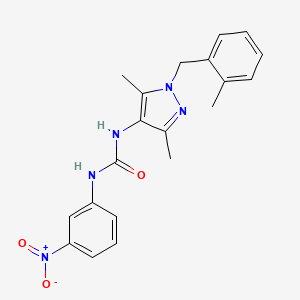 molecular formula C20H21N5O3 B4767942 N-[3,5-dimethyl-1-(2-methylbenzyl)-1H-pyrazol-4-yl]-N'-(3-nitrophenyl)urea 