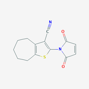 molecular formula C14H12N2O2S B476796 2-(2,5-dioxo-2,5-dihydro-1H-pyrrol-1-yl)-5,6,7,8-tetrahydro-4H-cyclohepta[b]thiophene-3-carbonitrile CAS No. 723299-79-4