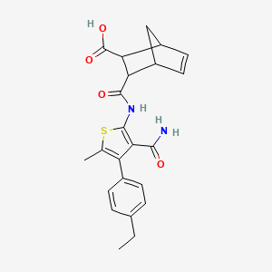 molecular formula C23H24N2O4S B4767982 3-({[3-(aminocarbonyl)-4-(4-ethylphenyl)-5-methyl-2-thienyl]amino}carbonyl)bicyclo[2.2.1]hept-5-ene-2-carboxylic acid 