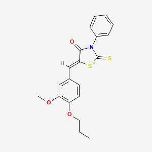 molecular formula C20H19NO3S2 B4768000 5-(3-methoxy-4-propoxybenzylidene)-3-phenyl-2-thioxo-1,3-thiazolidin-4-one 