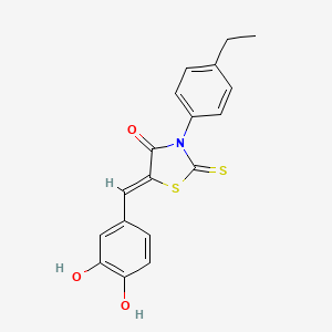 molecular formula C18H15NO3S2 B4768007 5-(3,4-dihydroxybenzylidene)-3-(4-ethylphenyl)-2-thioxo-1,3-thiazolidin-4-one 