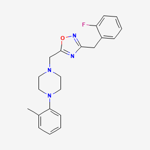 molecular formula C21H23FN4O B4768031 1-{[3-(2-fluorobenzyl)-1,2,4-oxadiazol-5-yl]methyl}-4-(2-methylphenyl)piperazine 