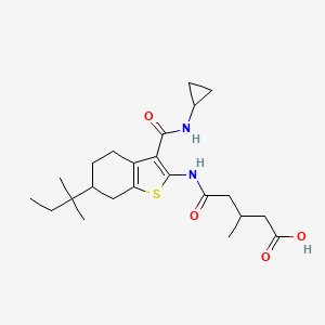 molecular formula C23H34N2O4S B4768033 5-{[3-[(cyclopropylamino)carbonyl]-6-(1,1-dimethylpropyl)-4,5,6,7-tetrahydro-1-benzothien-2-yl]amino}-3-methyl-5-oxopentanoic acid 