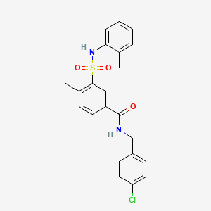 molecular formula C22H21ClN2O3S B4768068 N-(4-chlorobenzyl)-4-methyl-3-{[(2-methylphenyl)amino]sulfonyl}benzamide 