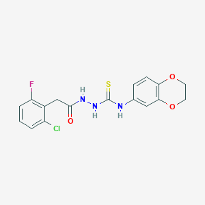 molecular formula C17H15ClFN3O3S B4768071 2-[(2-chloro-6-fluorophenyl)acetyl]-N-(2,3-dihydro-1,4-benzodioxin-6-yl)hydrazinecarbothioamide 