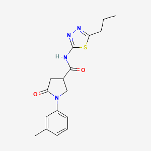 molecular formula C17H20N4O2S B4768087 1-(3-methylphenyl)-5-oxo-N-(5-propyl-1,3,4-thiadiazol-2-yl)-3-pyrrolidinecarboxamide 