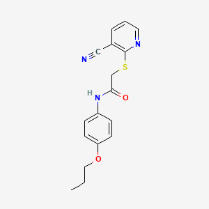2-[(3-cyano-2-pyridinyl)thio]-N-(4-propoxyphenyl)acetamide