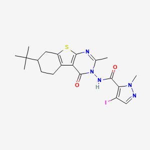 molecular formula C20H24IN5O2S B4768104 N-(7-tert-butyl-2-methyl-4-oxo-5,6,7,8-tetrahydro[1]benzothieno[2,3-d]pyrimidin-3(4H)-yl)-4-iodo-1-methyl-1H-pyrazole-5-carboxamide 