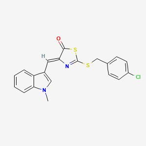 molecular formula C20H15ClN2OS2 B4768125 2-[(4-chlorobenzyl)thio]-4-[(1-methyl-1H-indol-3-yl)methylene]-1,3-thiazol-5(4H)-one 