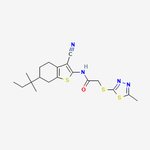 molecular formula C19H24N4OS3 B4768158 N-[3-cyano-6-(1,1-dimethylpropyl)-4,5,6,7-tetrahydro-1-benzothien-2-yl]-2-[(5-methyl-1,3,4-thiadiazol-2-yl)thio]acetamide 