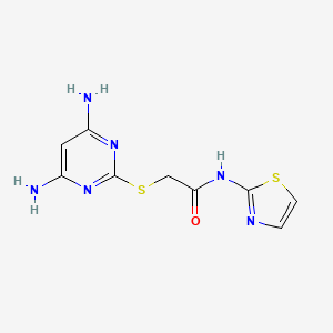molecular formula C9H10N6OS2 B4768205 2-[(4,6-diamino-2-pyrimidinyl)thio]-N-1,3-thiazol-2-ylacetamide 