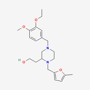 molecular formula C22H32N2O4 B4768212 2-{4-(3-ethoxy-4-methoxybenzyl)-1-[(5-methyl-2-furyl)methyl]-2-piperazinyl}ethanol 