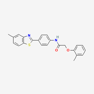 molecular formula C23H20N2O2S B4768259 N-[4-(5-methyl-1,3-benzothiazol-2-yl)phenyl]-2-(2-methylphenoxy)acetamide 