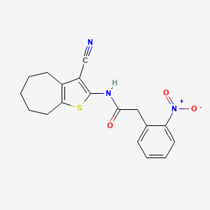 molecular formula C18H17N3O3S B4768267 N-(3-cyano-5,6,7,8-tetrahydro-4H-cyclohepta[b]thien-2-yl)-2-(2-nitrophenyl)acetamide 