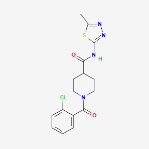 molecular formula C16H17ClN4O2S B4768268 1-(2-chlorobenzoyl)-N-(5-methyl-1,3,4-thiadiazol-2-yl)-4-piperidinecarboxamide 
