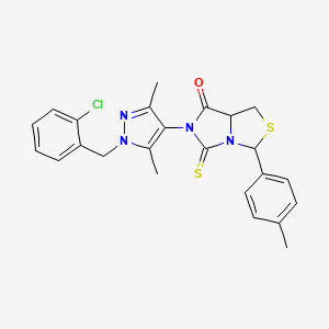 molecular formula C24H23ClN4OS2 B4768300 6-[1-(2-chlorobenzyl)-3,5-dimethyl-1H-pyrazol-4-yl]-3-(4-methylphenyl)-5-thioxotetrahydro-7H-imidazo[1,5-c][1,3]thiazol-7-one 
