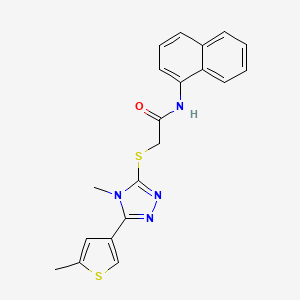 molecular formula C20H18N4OS2 B4768341 2-{[4-methyl-5-(5-methyl-3-thienyl)-4H-1,2,4-triazol-3-yl]thio}-N-1-naphthylacetamide 