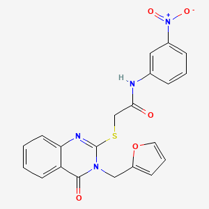 molecular formula C21H16N4O5S B4768474 2-{[3-(2-furylmethyl)-4-oxo-3,4-dihydro-2-quinazolinyl]thio}-N-(3-nitrophenyl)acetamide 