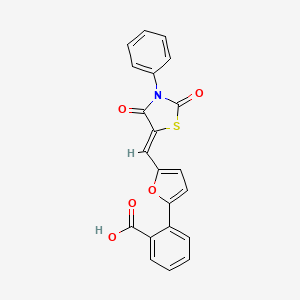 molecular formula C21H13NO5S B4768478 2-{5-[(2,4-dioxo-3-phenyl-1,3-thiazolidin-5-ylidene)methyl]-2-furyl}benzoic acid 