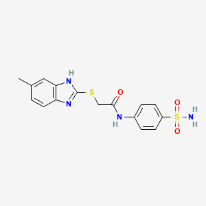 molecular formula C16H16N4O3S2 B4768484 N-[4-(aminosulfonyl)phenyl]-2-[(5-methyl-1H-benzimidazol-2-yl)thio]acetamide 