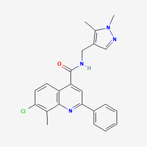 molecular formula C23H21ClN4O B4768491 7-chloro-N-[(1,5-dimethyl-1H-pyrazol-4-yl)methyl]-8-methyl-2-phenyl-4-quinolinecarboxamide 
