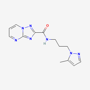 molecular formula C13H15N7O B4768505 N-[3-(5-methyl-1H-pyrazol-1-yl)propyl][1,2,4]triazolo[1,5-a]pyrimidine-2-carboxamide 