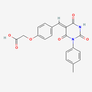 molecular formula C20H16N2O6 B4768510 (4-{[1-(4-methylphenyl)-2,4,6-trioxotetrahydro-5(2H)-pyrimidinylidene]methyl}phenoxy)acetic acid 
