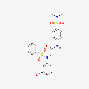 molecular formula C25H29N3O6S2 B4768534 N~1~-{4-[(diethylamino)sulfonyl]phenyl}-N~2~-(3-methoxyphenyl)-N~2~-(phenylsulfonyl)glycinamide 