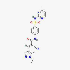 molecular formula C21H21N7O3S B4768715 2-cyano-3-(1-ethyl-5-methyl-1H-pyrazol-4-yl)-N-(4-{[(4-methyl-2-pyrimidinyl)amino]sulfonyl}phenyl)acrylamide 