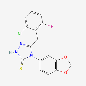 molecular formula C16H11ClFN3O2S B4768723 4-(1,3-benzodioxol-5-yl)-5-(2-chloro-6-fluorobenzyl)-4H-1,2,4-triazole-3-thiol 