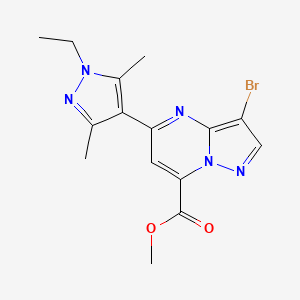 methyl 3-bromo-5-(1-ethyl-3,5-dimethyl-1H-pyrazol-4-yl)pyrazolo[1,5-a]pyrimidine-7-carboxylate