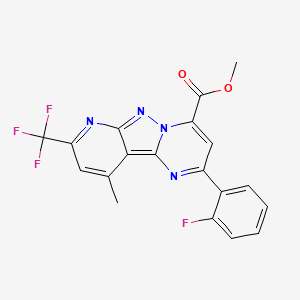 molecular formula C19H12F4N4O2 B4768905 methyl 2-(2-fluorophenyl)-10-methyl-8-(trifluoromethyl)pyrido[2',3':3,4]pyrazolo[1,5-a]pyrimidine-4-carboxylate 