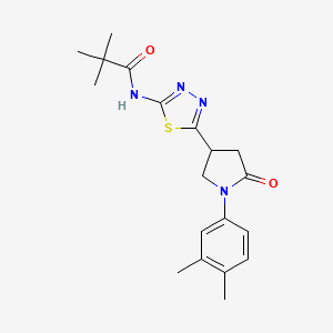 N-{5-[1-(3,4-dimethylphenyl)-5-oxo-3-pyrrolidinyl]-1,3,4-thiadiazol-2-yl}-2,2-dimethylpropanamide