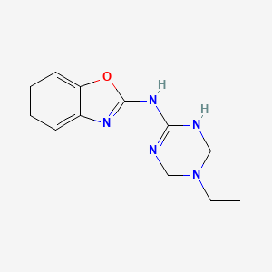 molecular formula C12H15N5O B4768996 N-(5-ethyl-1,4,5,6-tetrahydro-1,3,5-triazin-2-yl)-1,3-benzoxazol-2-amine 