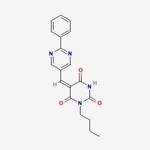 (5E)-1-butyl-5-[(2-phenylpyrimidin-5-yl)methylidene]-1,3-diazinane-2,4,6-trione