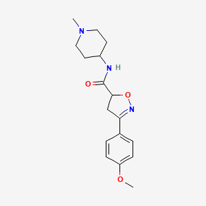 molecular formula C17H23N3O3 B4769041 3-(4-methoxyphenyl)-N-(1-methyl-4-piperidinyl)-4,5-dihydro-5-isoxazolecarboxamide 