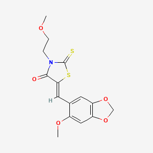 5-[(6-methoxy-1,3-benzodioxol-5-yl)methylene]-3-(2-methoxyethyl)-2-thioxo-1,3-thiazolidin-4-one