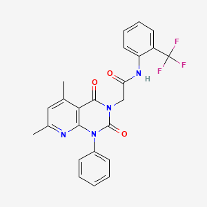 molecular formula C24H19F3N4O3 B4769103 2-(5,7-dimethyl-2,4-dioxo-1-phenyl-1,4-dihydropyrido[2,3-d]pyrimidin-3(2H)-yl)-N-[2-(trifluoromethyl)phenyl]acetamide 