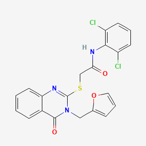 N-(2,6-DICHLOROPHENYL)-2-{[3-(2-FURYLMETHYL)-4-OXO-3,4-DIHYDRO-2-QUINAZOLINYL]SULFANYL}ACETAMIDE