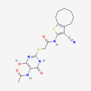 2-{[5-(acetylamino)-4-hydroxy-6-oxo-1,6-dihydro-2-pyrimidinyl]thio}-N-(3-cyano-4,5,6,7,8,9-hexahydrocycloocta[b]thien-2-yl)acetamide