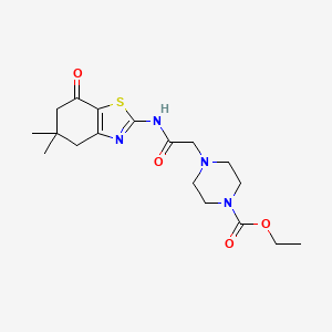 ethyl 4-{2-[(5,5-dimethyl-7-oxo-4,5,6,7-tetrahydro-1,3-benzothiazol-2-yl)amino]-2-oxoethyl}-1-piperazinecarboxylate