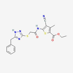 ethyl 5-({[(5-benzyl-4H-1,2,4-triazol-3-yl)thio]acetyl}amino)-4-cyano-3-methyl-2-thiophenecarboxylate