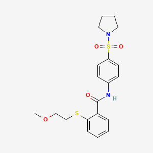 2-[(2-METHOXYETHYL)SULFANYL]-N-[4-(PYRROLIDINE-1-SULFONYL)PHENYL]BENZAMIDE