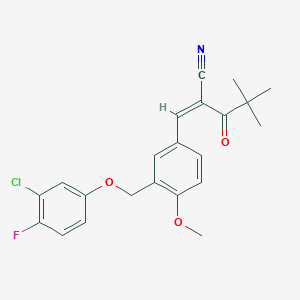 3-{3-[(3-chloro-4-fluorophenoxy)methyl]-4-methoxyphenyl}-2-(2,2-dimethylpropanoyl)acrylonitrile