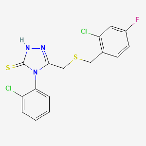 molecular formula C16H12Cl2FN3S2 B4770095 5-{[(2-chloro-4-fluorobenzyl)thio]methyl}-4-(2-chlorophenyl)-4H-1,2,4-triazole-3-thiol 