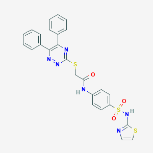 molecular formula C26H20N6O3S3 B477010 2-[(5,6-diphenyl-1,2,4-triazin-3-yl)sulfanyl]-N-{4-[(1,3-thiazol-2-ylamino)sulfonyl]phenyl}acetamide CAS No. 442651-77-6
