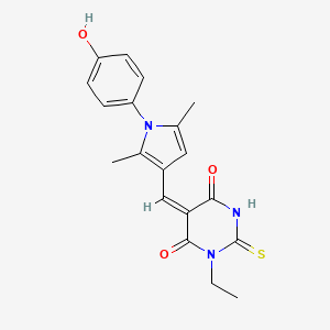 (5E)-1-ethyl-5-[[1-(4-hydroxyphenyl)-2,5-dimethylpyrrol-3-yl]methylidene]-2-sulfanylidene-1,3-diazinane-4,6-dione